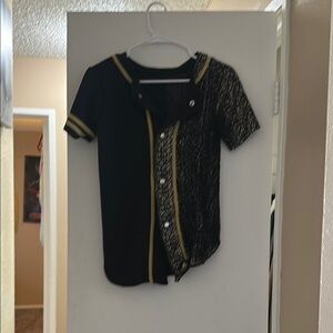 Elegant Black and Gold Button Down Shirt